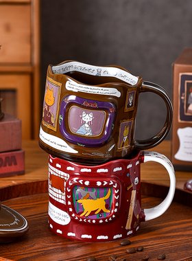 2026年新款复古法式马克杯高颜值实用陶瓷杯带盖带勺生日礼物杯子