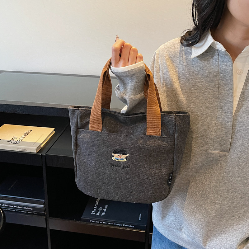 休闲简约帆布包韩系卡通刺绣帆布手提包女文艺通勤便携学生单肩包,箱包皮具/热销女包/男包,单肩包,淘宝优惠券,粉丝福利购,淘宝优惠卷