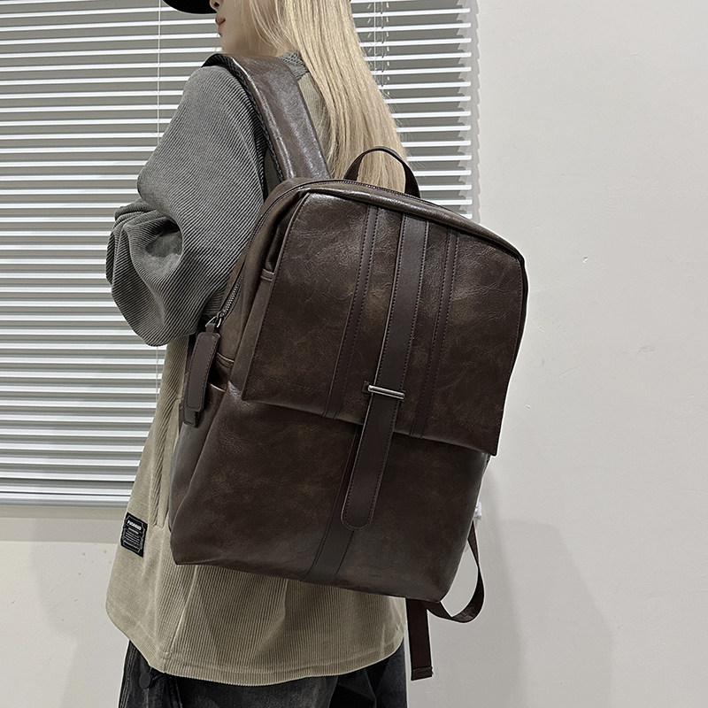 男女同款复古双肩包大容量通勤商务电脑背包学生书包男女通用青年