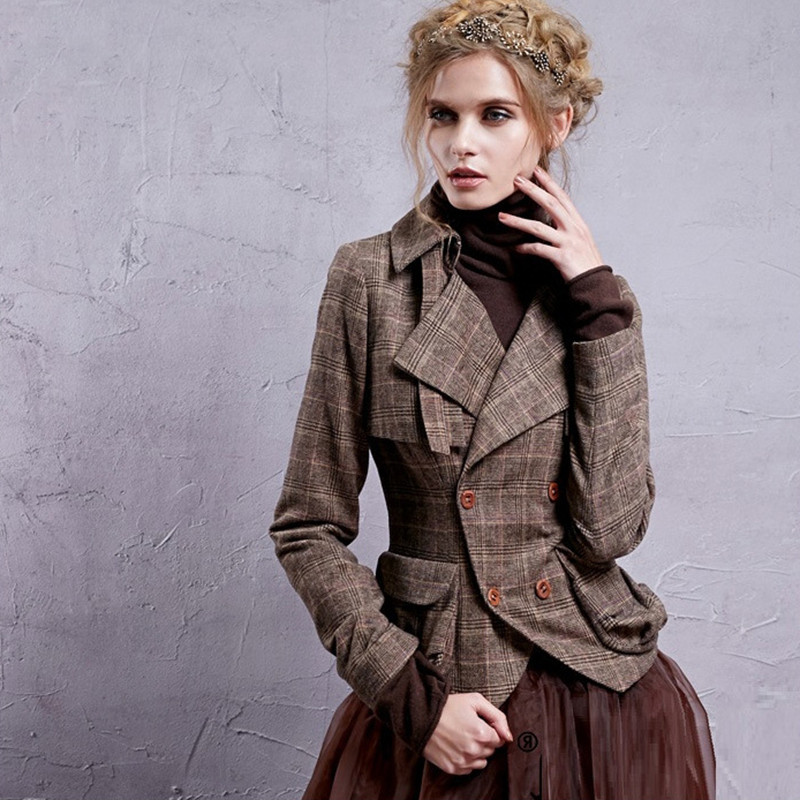 阿卡明星同款秋冬呢子英伦风显瘦修身帅气羊毛复古短外套女西服潮