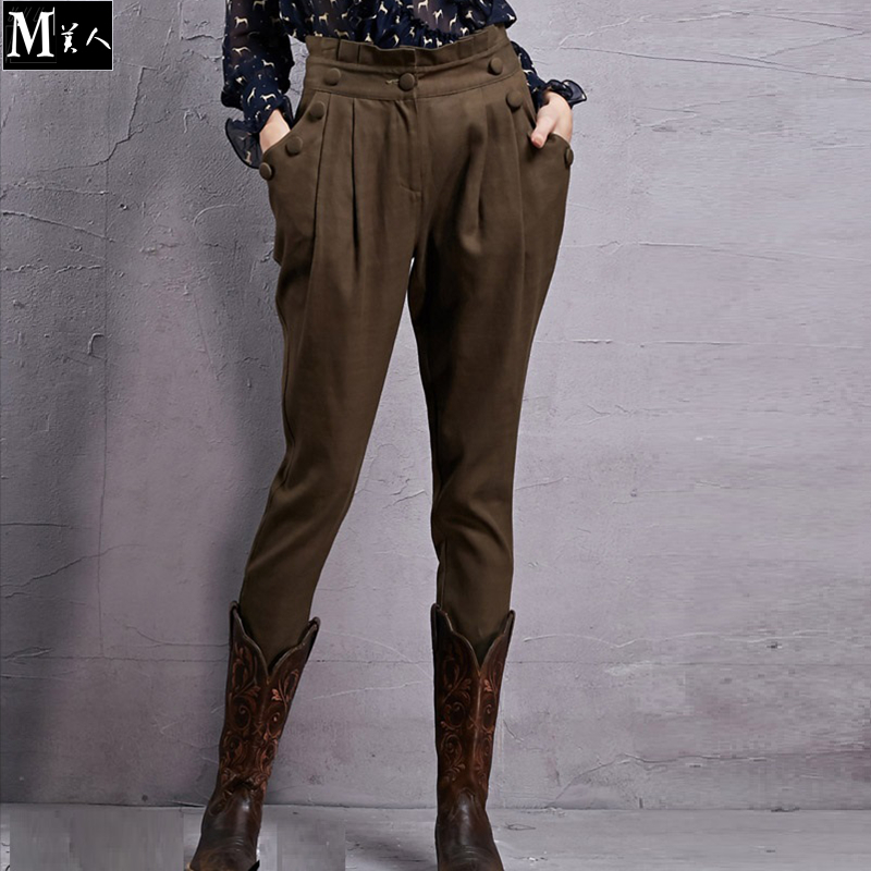 阿卡同款复古英伦风韩版休闲简约显瘦哈伦裤女长裤小脚裤休闲裤潮