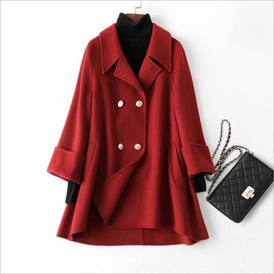 短款双面羊绒外套驼色领反季清仓