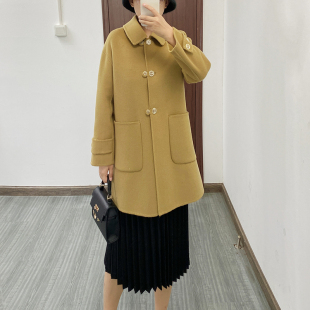 高端羊毛呢子外套女士中长款小个子秋冬双面羊绒大衣时尚宽松