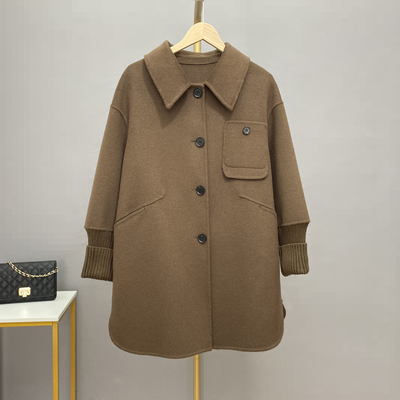 新款娃娃领高端流行双面羊绒大衣