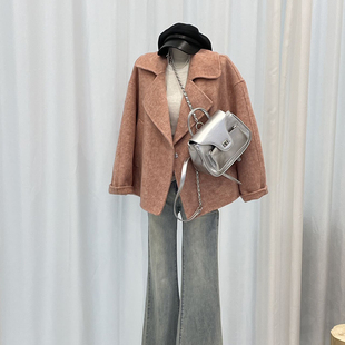 2025秋冬新款羊毛呢子外套女士短款宽松小个子洋气百搭双面呢大衣
