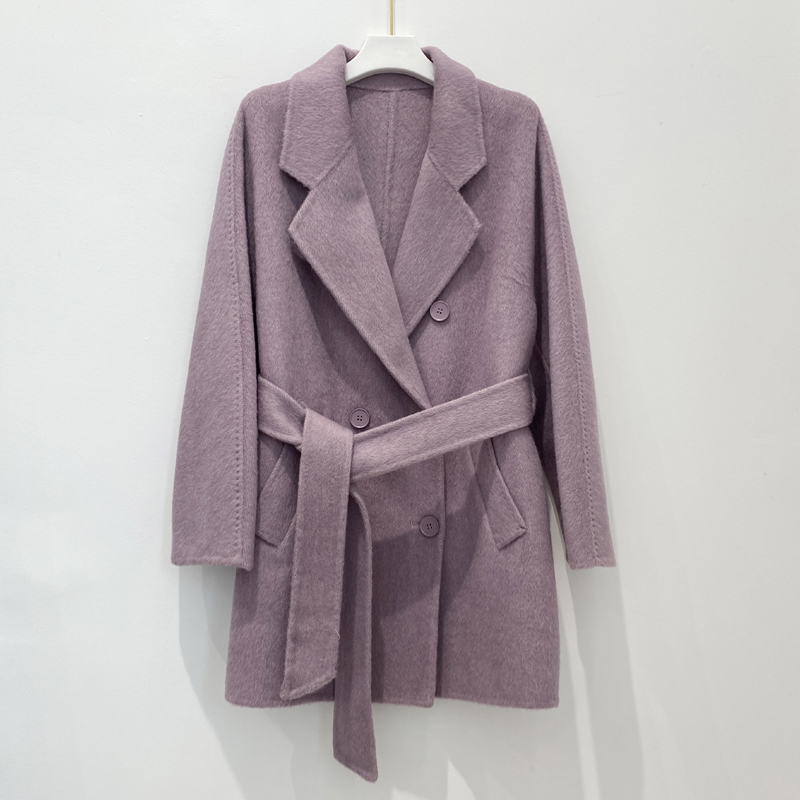 桑蚕丝兔毛羊毛双面呢中款简约