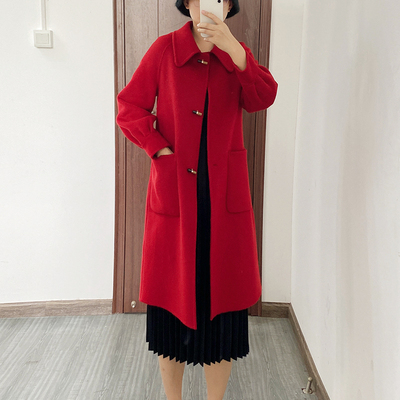 羊绒呢子中长款韩版娃娃领外套