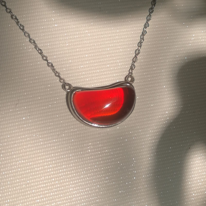 天然缅甸血珀琥珀酒红樱桃红棕红金红玻璃底18K金925银镶吊坠项链
