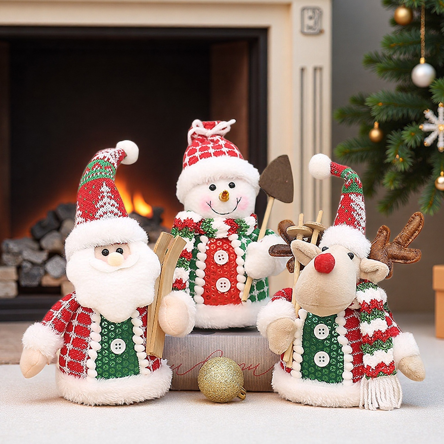 圣诞老人雪人公仔桌面小摆件