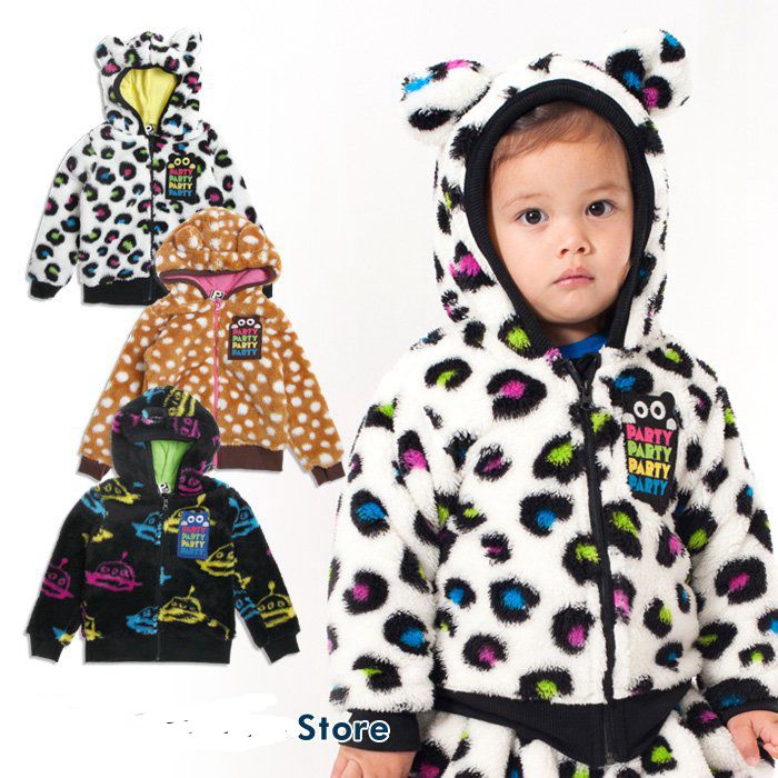 日本潮牌风外套豹纹棉服连帽童装