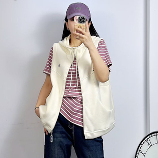米莱奇2025秋季新款连帽马夹女宽松大码女装百搭减龄马甲外套5819