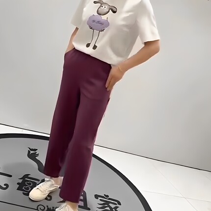 天娇一生水新款九分裤女2025夏季大码休闲裤小个子百搭裤25076