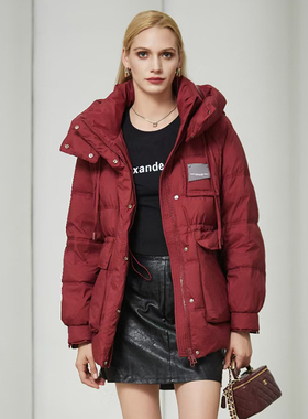 金影奇冬季新款中长款羽绒服女宽松大码连帽加厚保暖羽绒衣98318