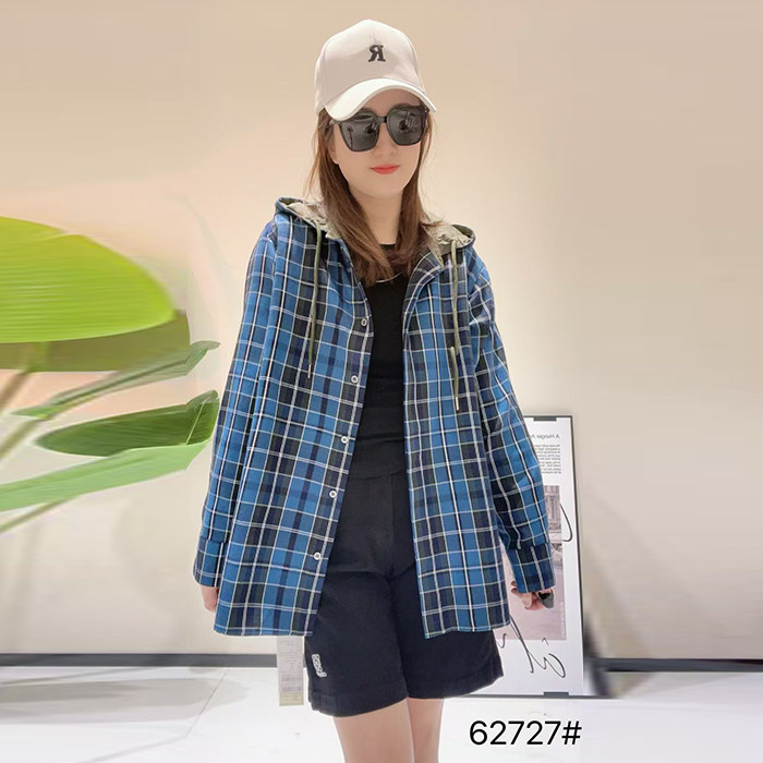 金影奇秋季格子连帽外套女