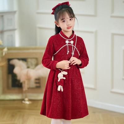 儿童拜年服加绒连衣裙