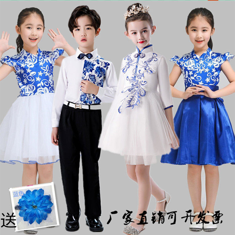 中国风长袖诗歌朗诵比赛合唱服