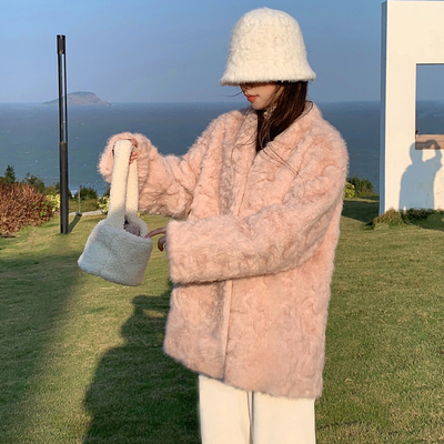 2025冬季加厚中长款仿水貂绒皮毛一体毛毛环保皮草女宽松外套大衣