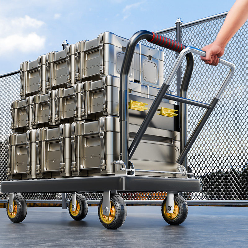 伸缩小推车拉货手推车搬运车家用平板车可携式推车折叠小拉车手拉