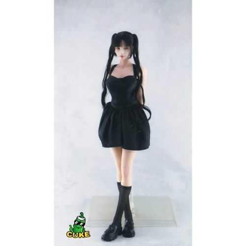 预售 CUKE  缎面小黑裙礼服裙 1/6女兵人 挂脖收腰连衣裙