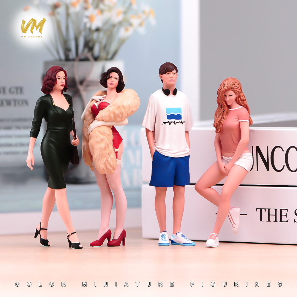 1/18/24/43/64/87时尚男女手工精涂人偶花盆摆件造场景车模微缩