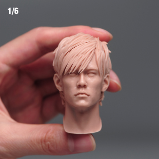 1比6  年轻周杰伦 分件有脖版 明星男兵人头雕模型 兵人配件散件