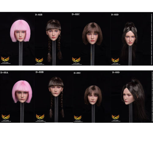 现货 Createmodels 1/6 精美女头 D-02平静 D-03噘嘴表情头雕兵人