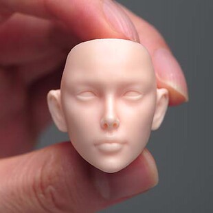 YMT050 1/6 女兵人头雕 白模练妆头 画裸妆头适合 1：6兵人头雕