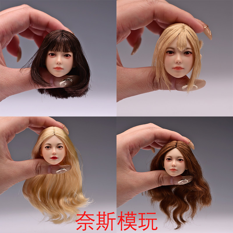 现货 1/6女 兵人头雕配饰 不可动眼