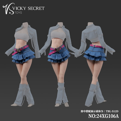 现货  VSTOYS 1/6 24XG106/7潮流辣妹牛仔裙适合女素体兵人服装