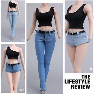 现货 cdtoys cd023 1/6兵人衣服岚tbl包胶女素体紧身牛仔短裤套装