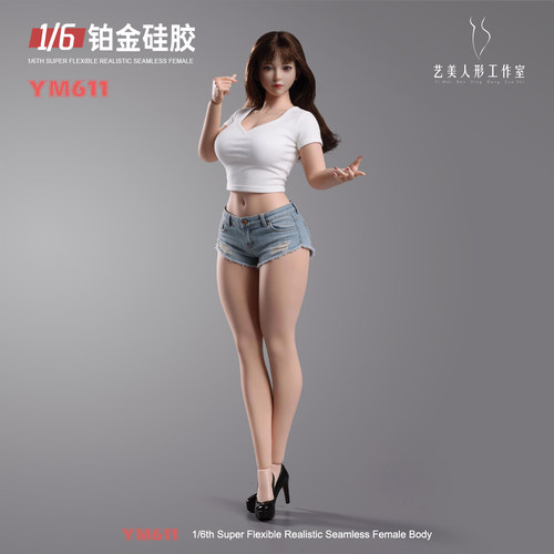 现货 1/6 ZZYM611 女兵人铂金硅胶 大胸女素体 关节可动 艺美