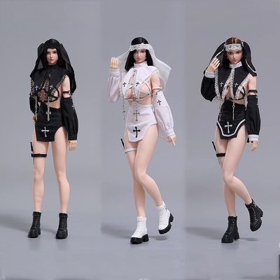 预售 cdtoys 1/6女兵人修女cos服装 cd091  适合1/6包胶素体