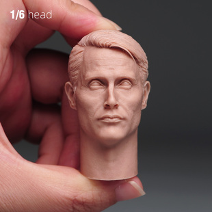1/6 男兵人汉尼拔 白模头雕 练妆头绘画裸妆头 绘画素描 兵人配件