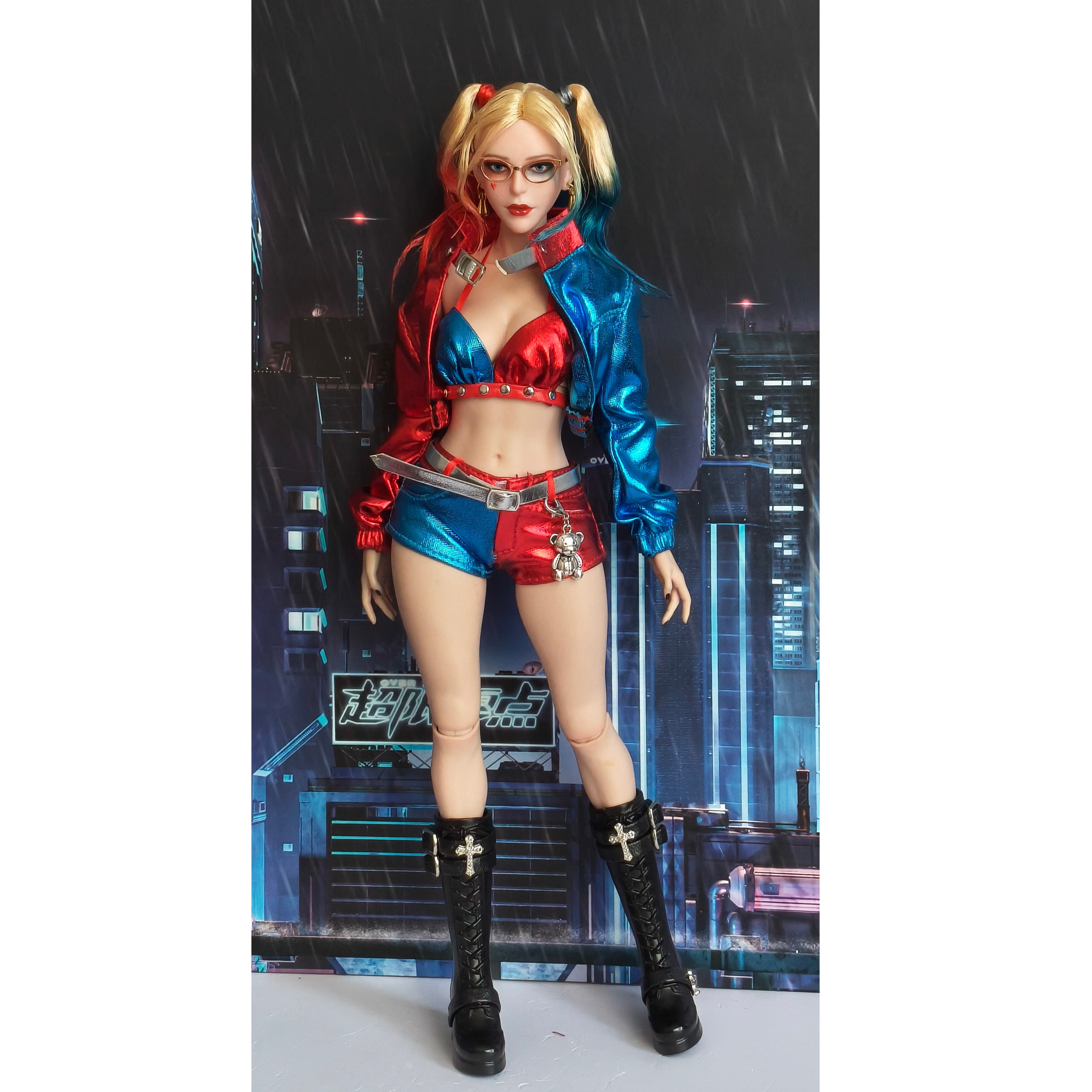 现货 小丑女红蓝套装 1/6 可动女兵人偶服饰 配件