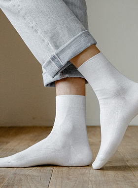 98%棉男士纯棉夏季超薄网眼袜透气中筒男袜全棉商务休闲袜子21807