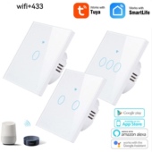Tuya涂鸦智能WiFi RF433触摸开关单火零火通用墙壁开关