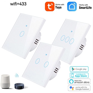 Tuya涂鸦智能WiFi+RF433触摸开关单火零火通用墙壁开关