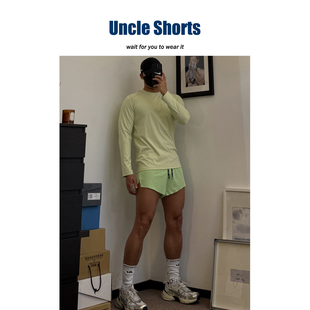 Uncle Shorts无痕运动短裤男士训练田径健身双层内衬速干三分裤衩