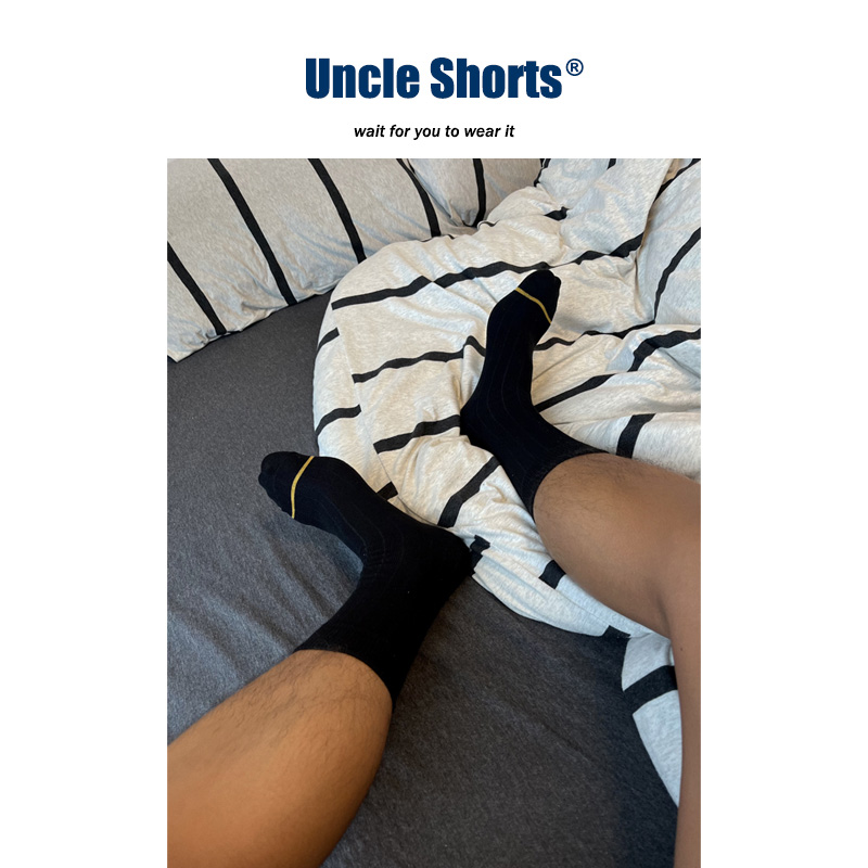 黑色正装商务长筒袜男士棉高级感