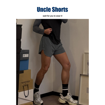 超A速干假两件三分裤运动超短裤