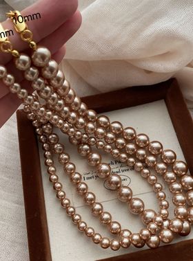 香槟珍珠项链时尚百搭fever施家颈链法式独特复古迷你夏轻奢小众