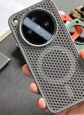 oppofindx9pro手机壳蜂窝强磁吸镂空网孔适用findx8s+全包大孔镜头保护套新款轻奢x8p钛灰色软边防滑硅胶壳