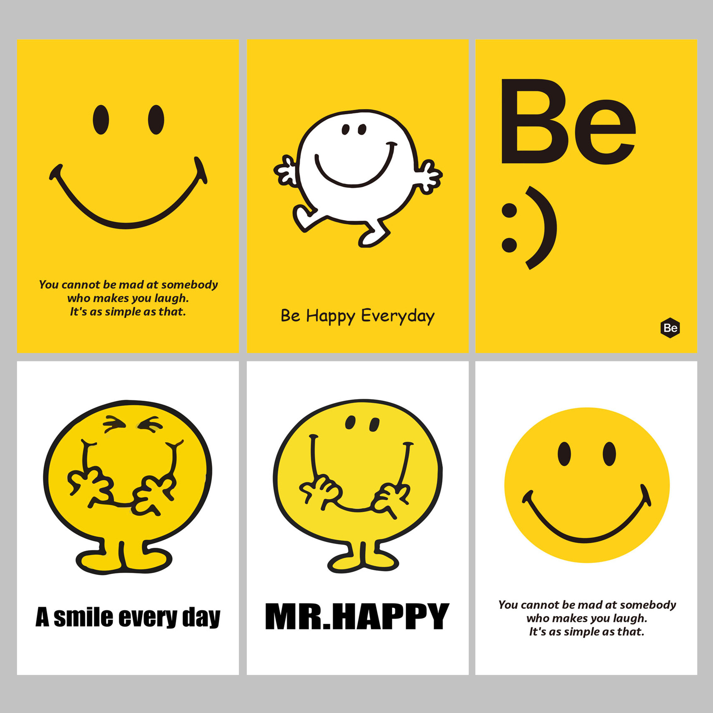 可爱笑脸smile卡通个性创意贴纸贴画装饰画打印画芯贴画自粘海报