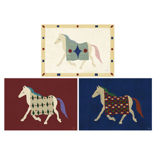 卡通马中古挂画油画布喷绘小众欧式卧室装饰画打印画芯贴画海报