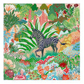 丛林斑马丝巾北欧简约小清新绿色正方形装 饰画贴画画芯自粘海报