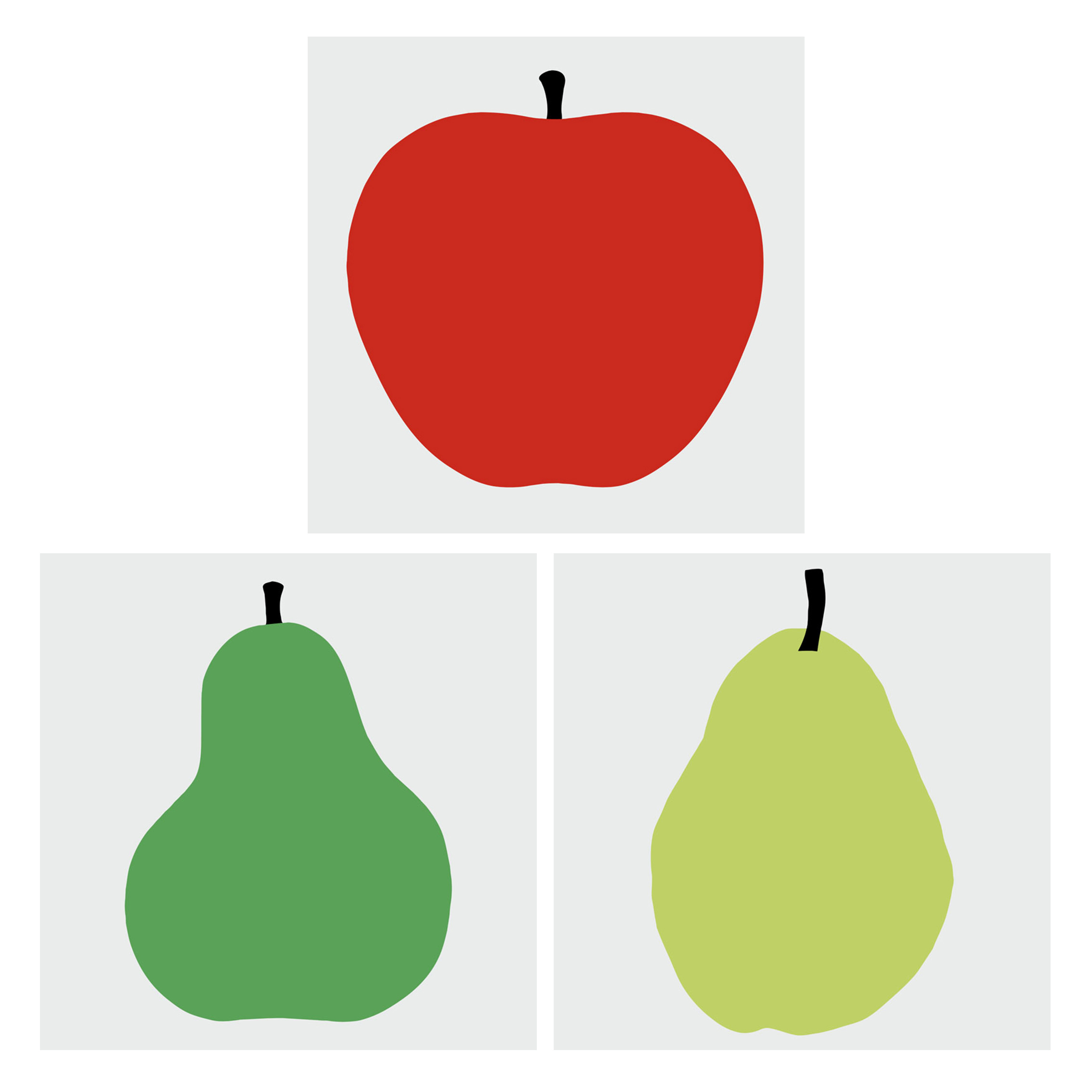 Enzo Mari 红色苹果绿色梨子北欧极简约卡通儿童房装饰画海报贴画图片