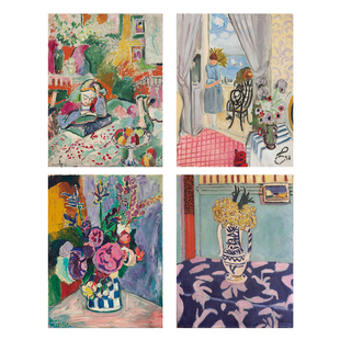 欧式马蒂斯野兽派客厅沙发背景背胶油画布打印定做自粘贴画画芯