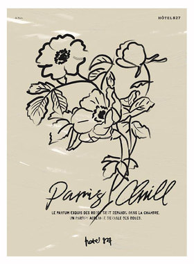 法式复古浪漫巴黎paris chill 抽象花朵黑白装饰画芯打印海报贴画