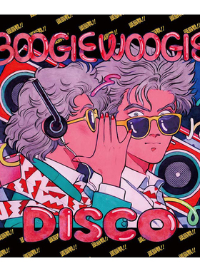 北欧潮流Disco复古个性卡通潮牌动漫装饰画打印画芯背胶贴画海报