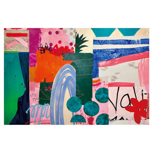 客厅沙发背景多巴胺油画布挂画抽象客厅装饰画打印画芯贴画海报